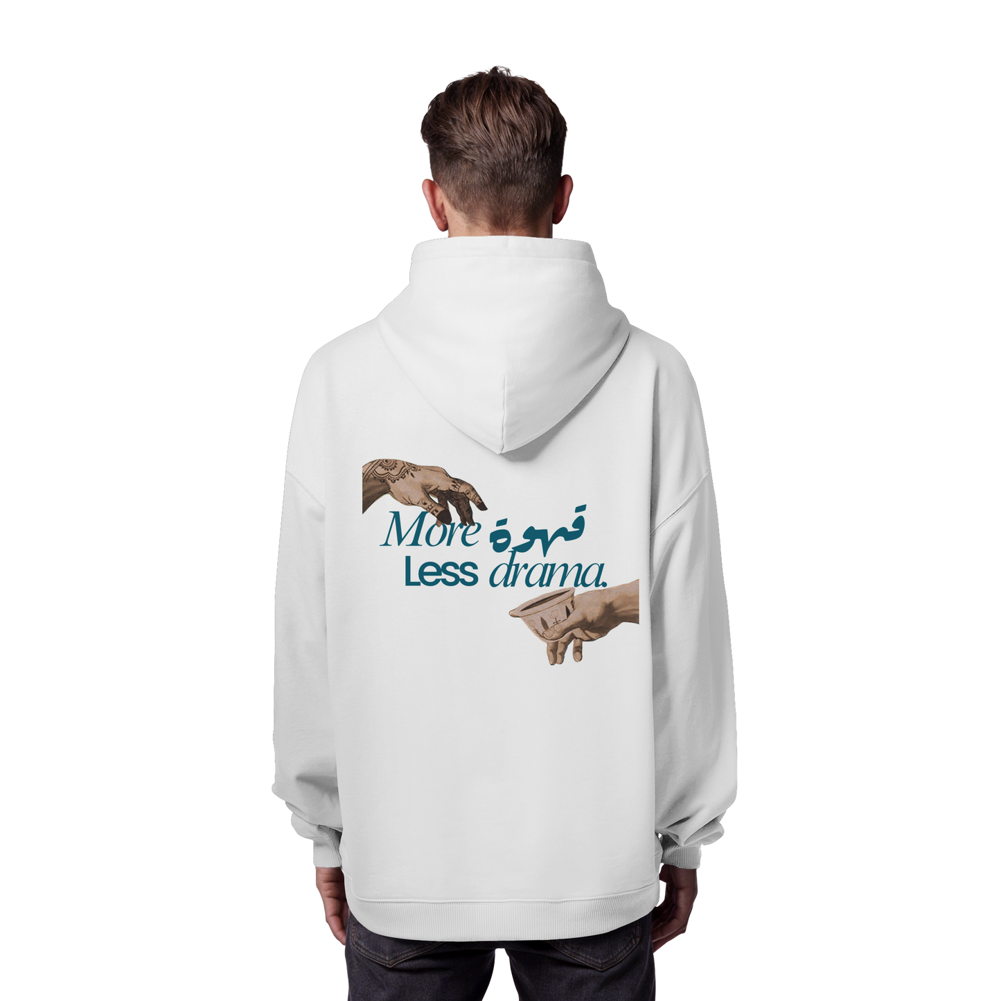 Hoodie "more qahwa less drama" - Organic Oversize Hoodie