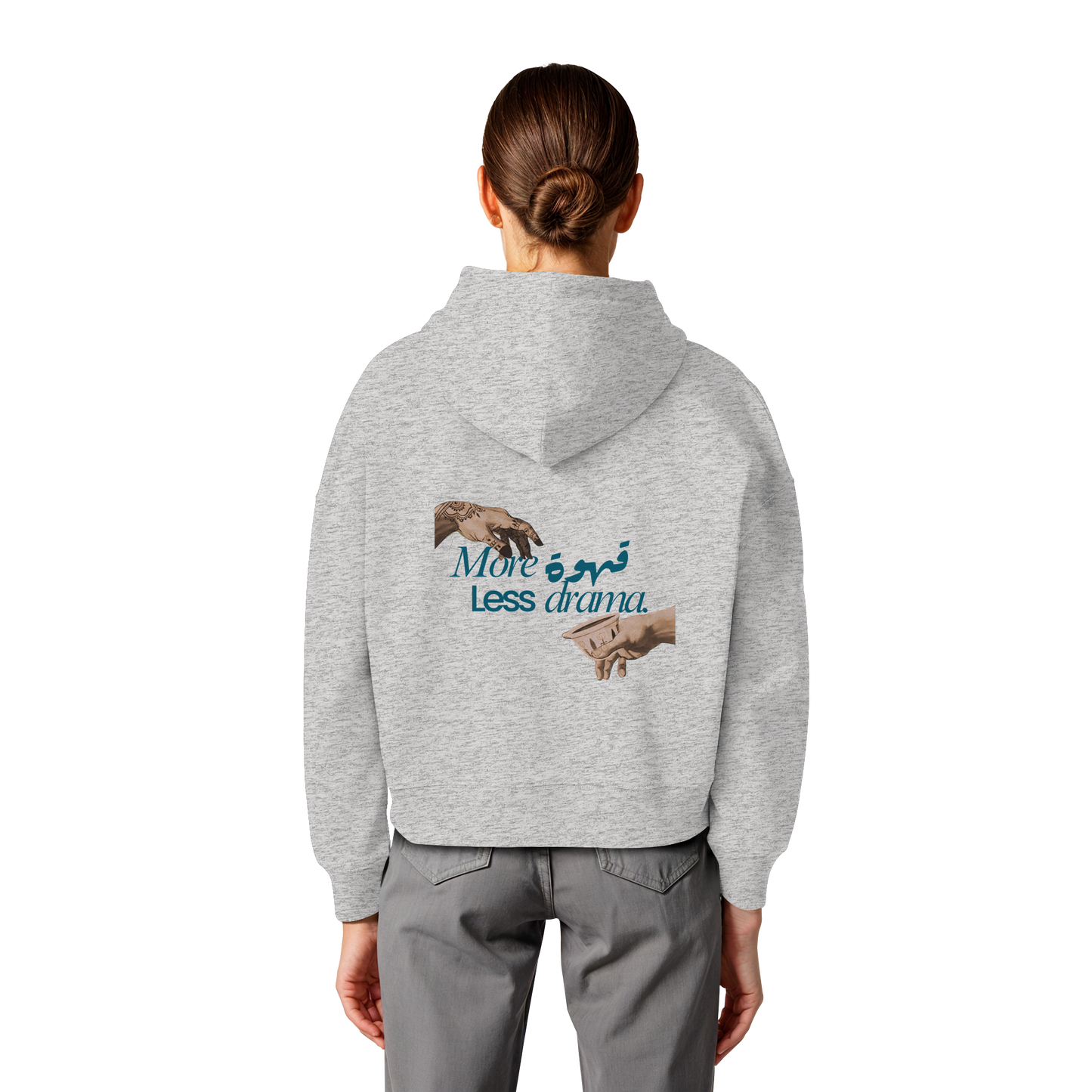 Hoodie "more qahwa less drama" - Womens Organic Boxcut Hoodie