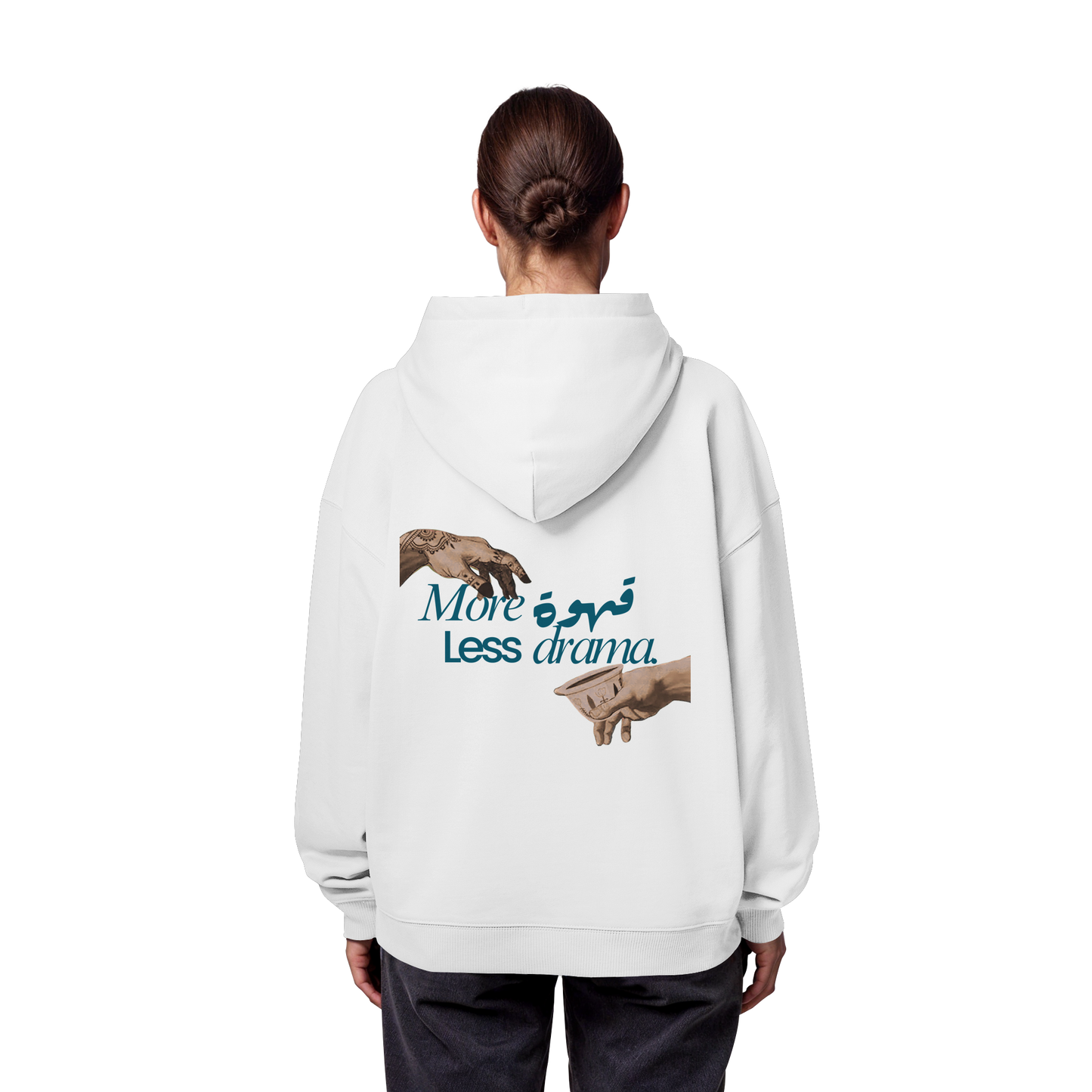 Hoodie "more qahwa less drama" - Organic Oversize Hoodie