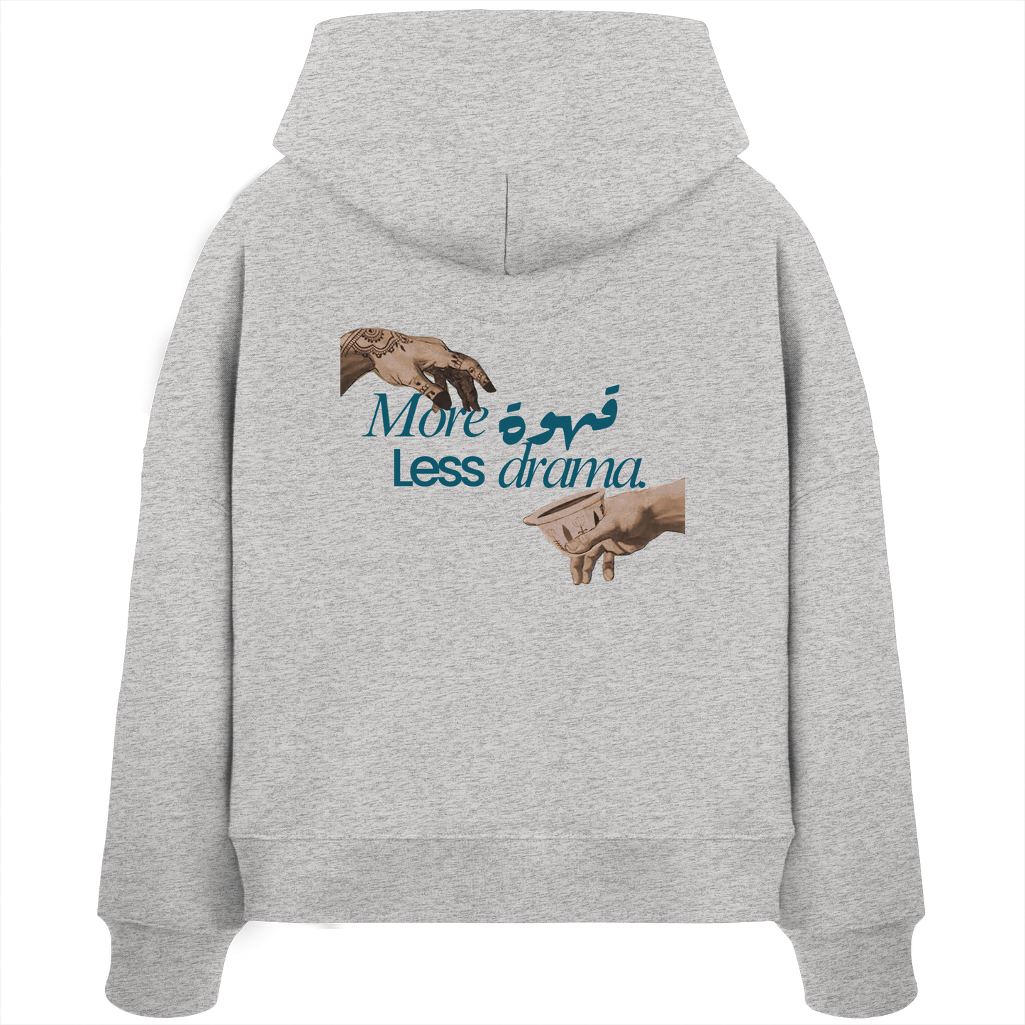 Hoodie "more qahwa less drama" - Womens Organic Boxcut Hoodie
