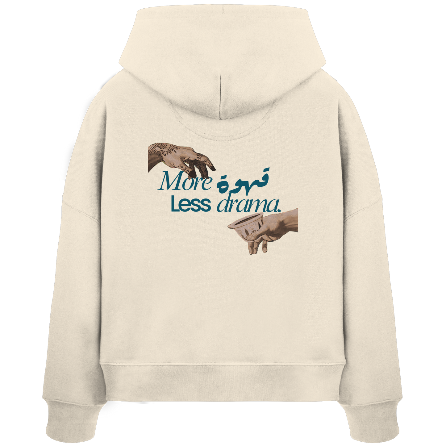 Hoodie "more qahwa less drama" - Womens Organic Boxcut Hoodie
