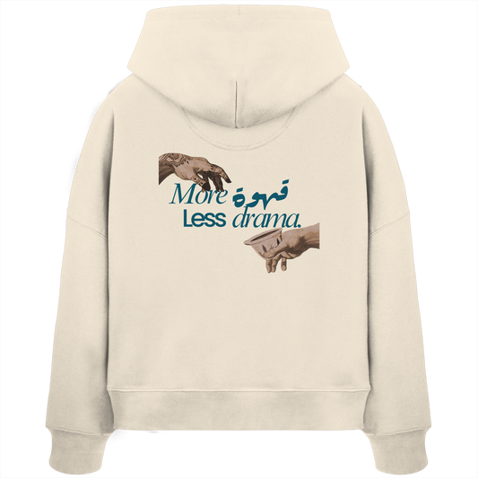 Hoodie "more qahwa less drama" - Womens Organic Boxcut Hoodie