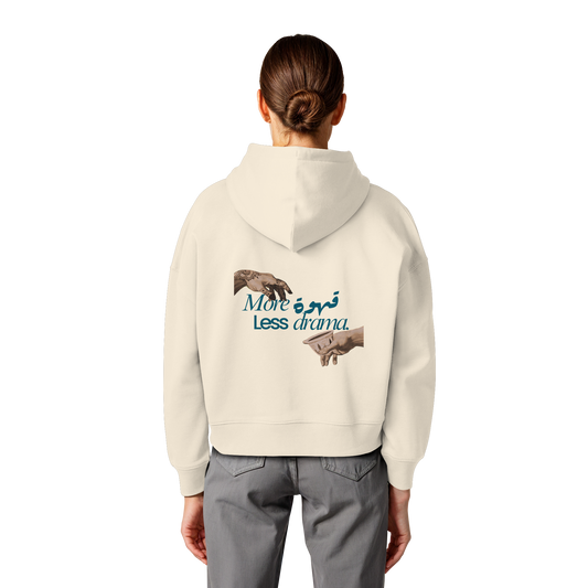 Hoodie "more qahwa less drama" - Womens Organic Boxcut Hoodie